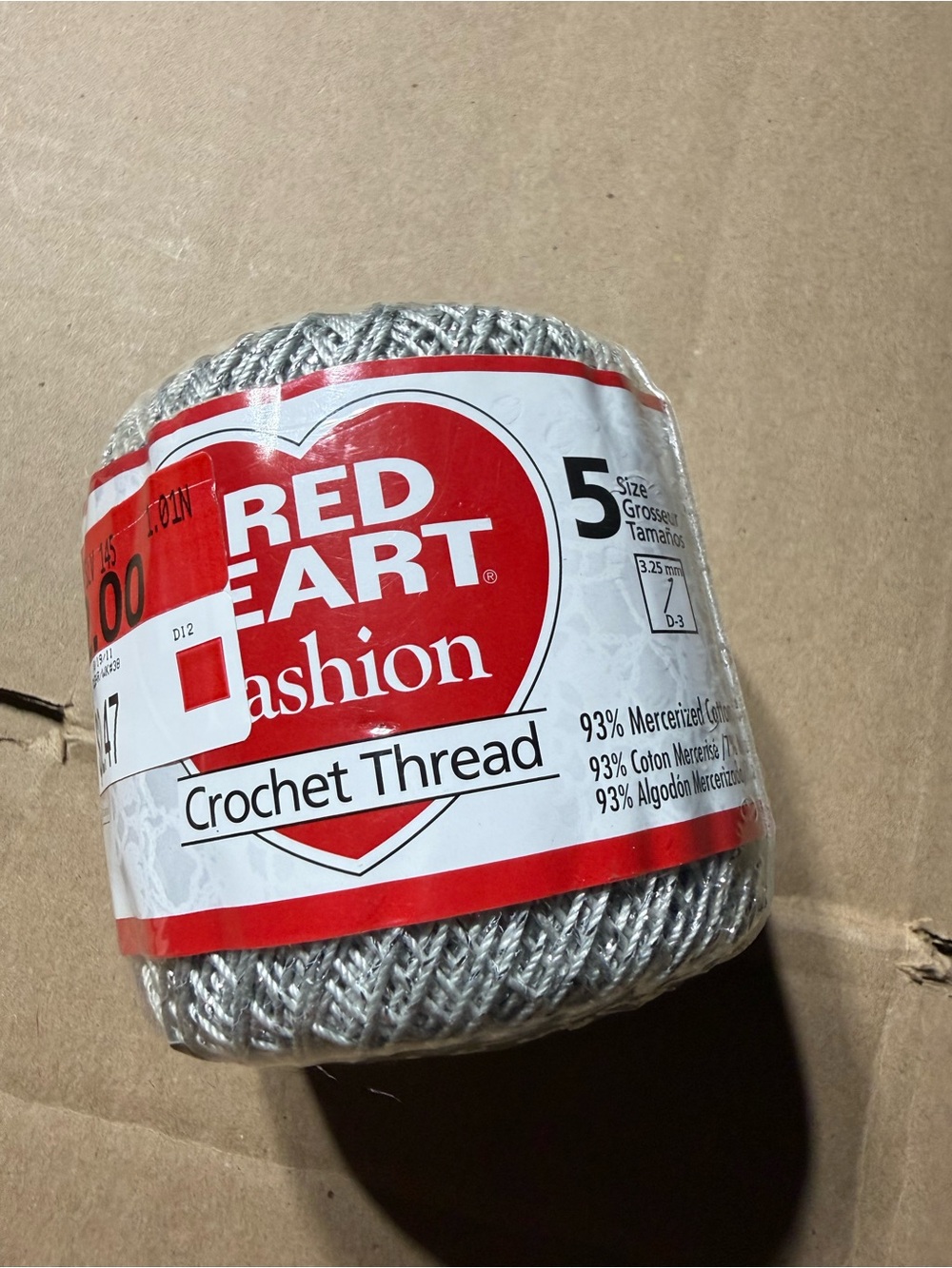 Red Heart Fashion Silver Crochet Thread Size 5